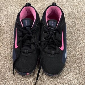 Nike Kids Black Sneakers with Pink Swoosh